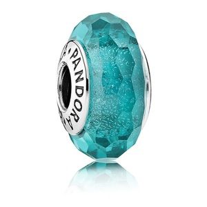 Faceted Teal Murano Glass Charm